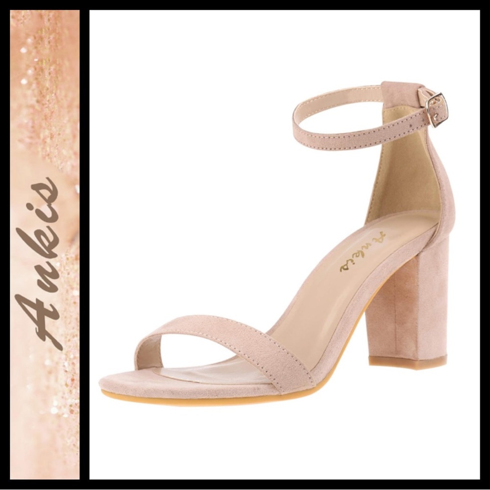 NEW Ankis Open Toe Ankle Strap Chunky Heel Sandals